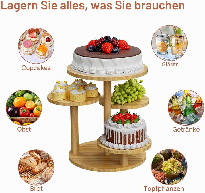 Cupcake Ständer 4-Stöckiger Dessertständer für 30 Cupcakes, Runder Holzturm-Display, Premium-Halter,