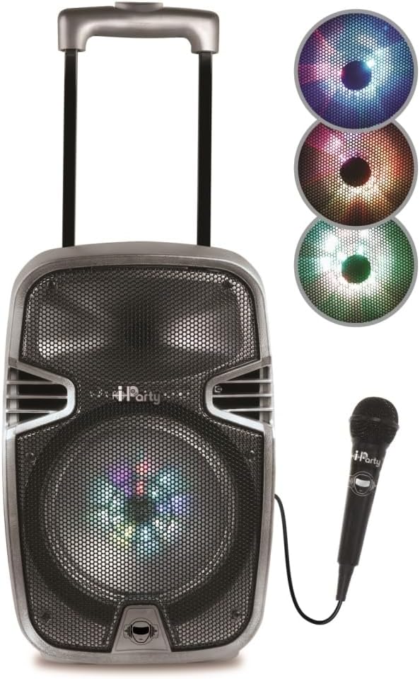 Lexibook Iparty Bluetooth®-Karaoke, Auf Rädern mit Lichteffekten und Mikrofon enthalten, Wiederaufla