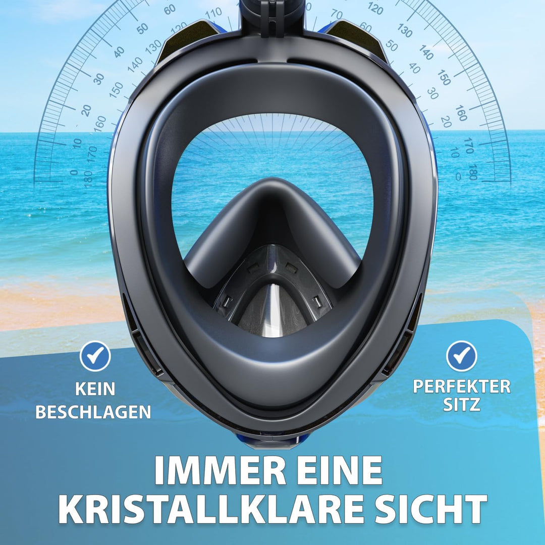 Die Preisgekrönte KAIMANA® Schnorchelmaske Kinder & Erwachsene - absolut CO₂ sicher - inkl. Tragetas