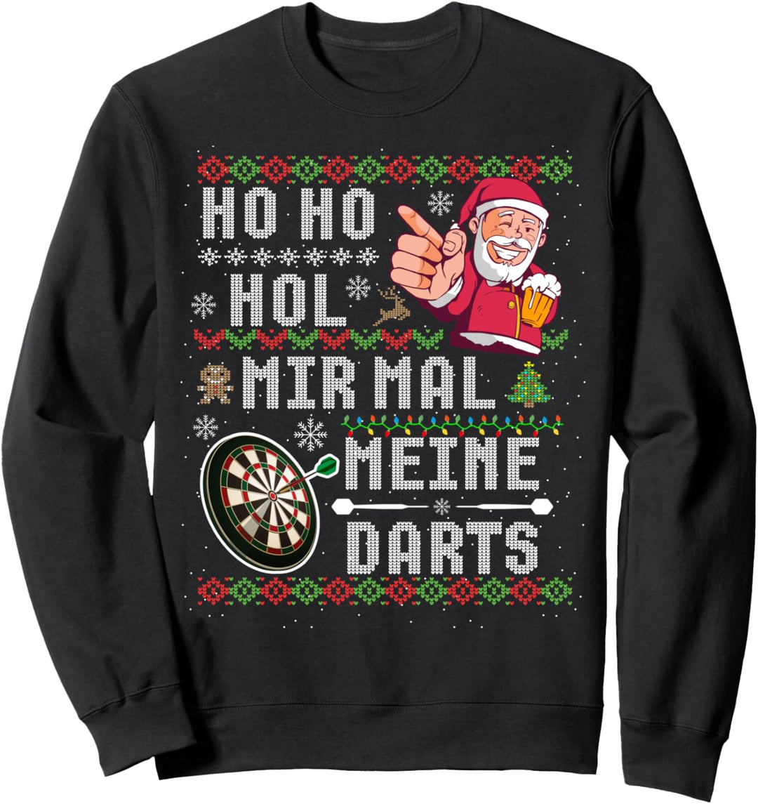 Lustiges Ugly Christmas Ho Ho Hol Meine Darts Geschenk Sweatshirt