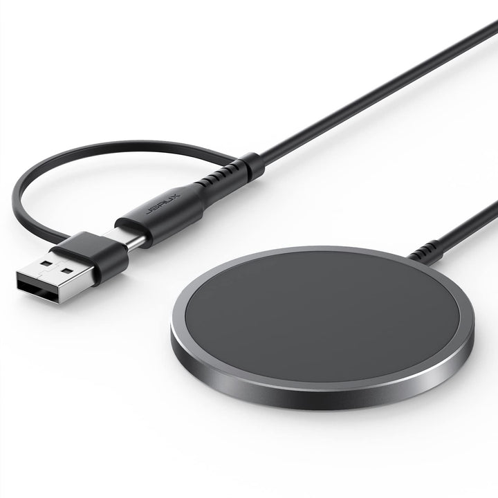 JSAUX 15W Mag-Safe Ladegerät Magnetisches Kabelloses Wireless Charger Pad Induktive Ladestation Komp