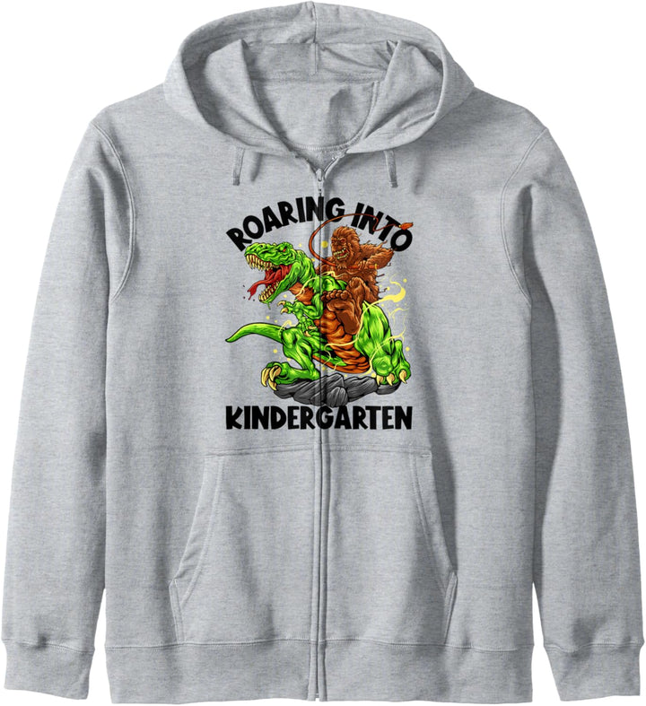 Roaring Into Kindergarten Bigfoot On Dinosaurier Back To School Kapuzenjacke