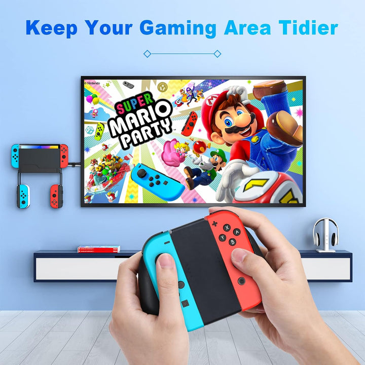 MoKo Wandhalterung für Nintendo Switch/Switch OLED, Metall Halterung mit 4 Joy-Con Haken, Schnelle W