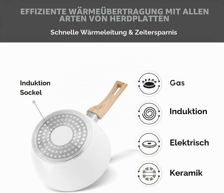 Karaca Swiss Crystal Induktions-Kochtopf, 18 cm, cremig Saucepan 18cm Cremefarben, Saucepan 18cm Cre