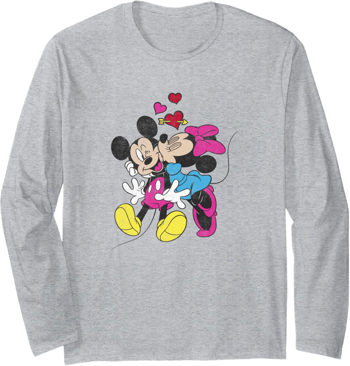 Disney Mickey &amp; Minnie Valentinstag Pink Heart Kisses Langarmshirt