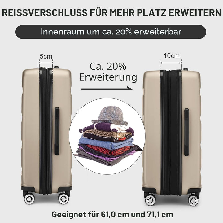 KONO Koffer Trolley Handgepäck Kabinenkoffer Leichte Hartschalengepäck mit TSA-Schloss und doppelte