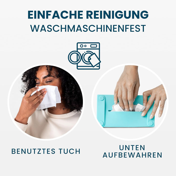 LastTissue® Wiederverwendbare Taschentuch Box - mit 18 Weichen Bio Baumwolltüchern - umweltfreundlic