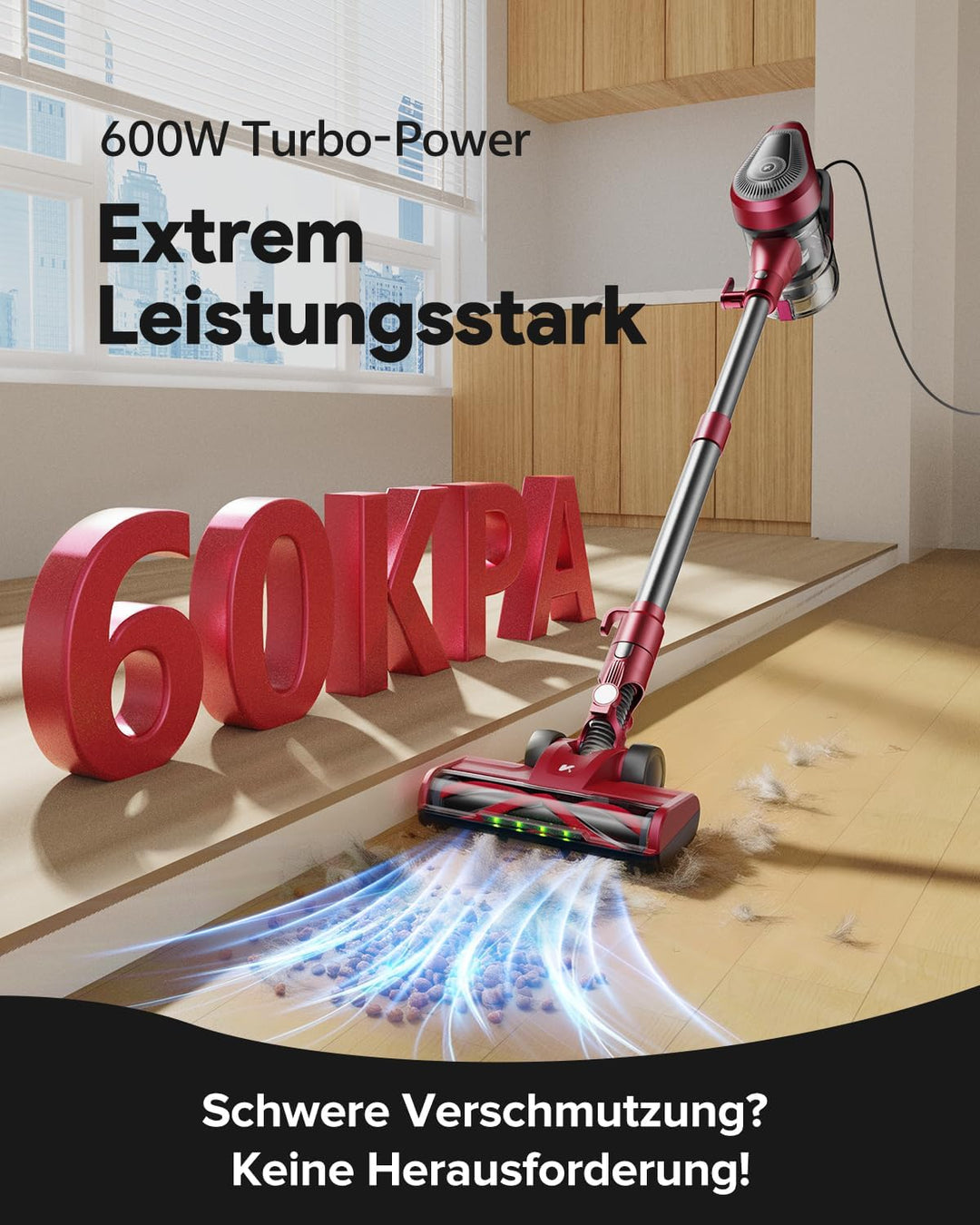Vexilar C8 6-in-1 Staubsauger, 60KPa Staubsauger mit Kabel, 600W Vacuum Cleaner, 7M Handstaubsauger,