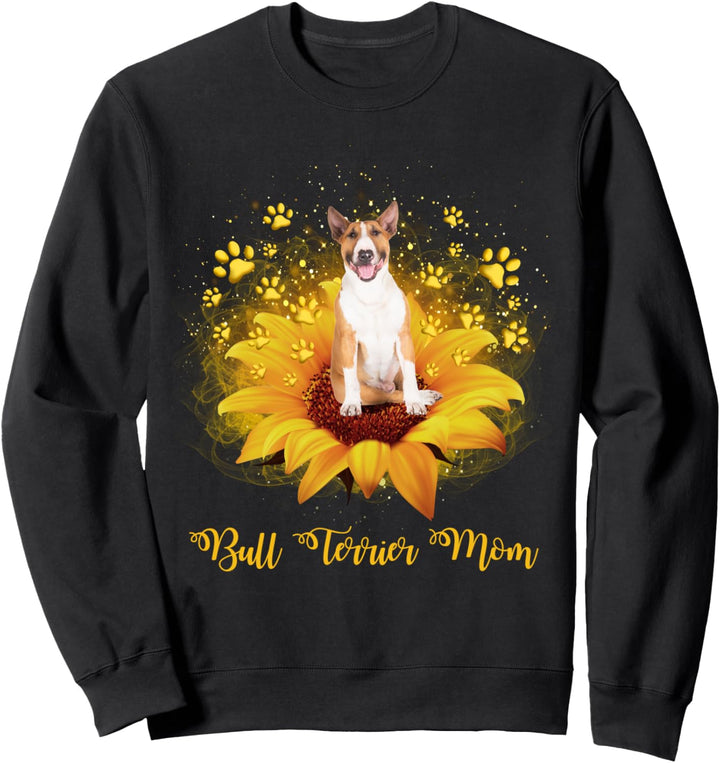 Bull Terrier Mom Sunflower With Dog Paw Mother's Day Sweatshirt