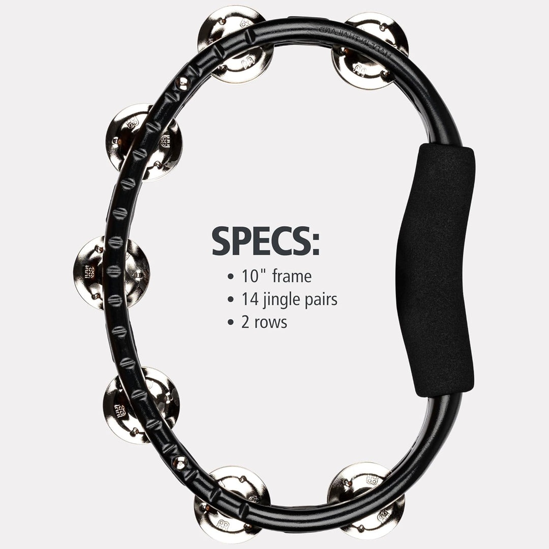 Meinl Percussion TMT1BK Tambourine (ABS-Plastik) mit Stahlschellen (2-reihig) - Handmodell, schwarz