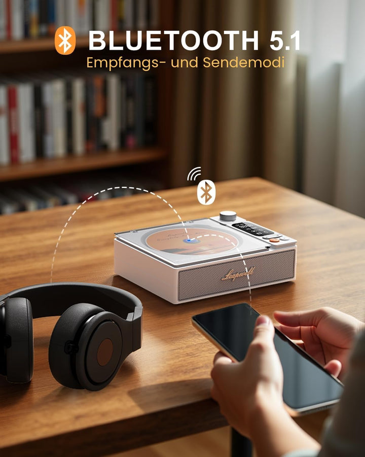 CD Player Tragbar, Leapwell Tragbarer CD Player mit Lautsprecher Bluetooth CD-Player mit Fernbedienu