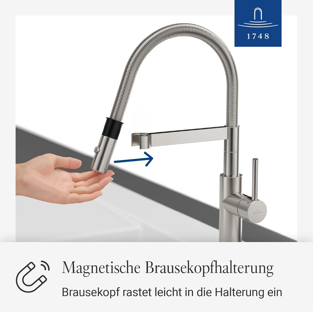 Villeroy &amp; Boch Steel Expert Compact Window Küchenarmatur, Hochdruck, Wasserhahn Küche mit Vorfenste