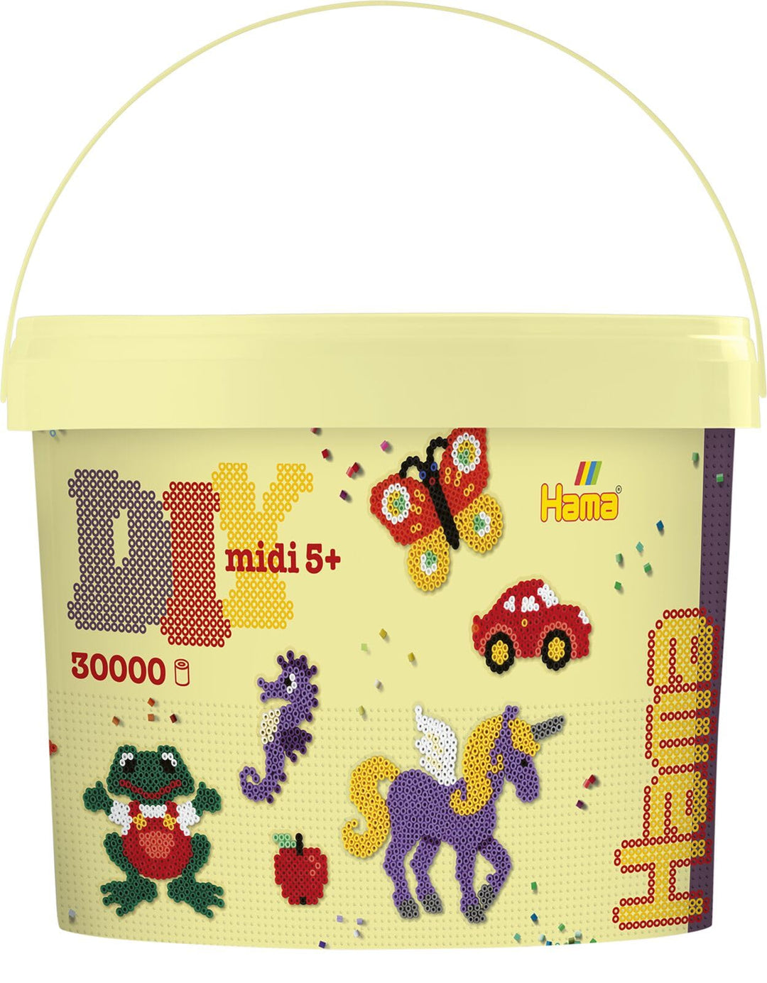 Hama Perlen 181-302 Bügelperlen Eimer mit ca. 30.000 Bastelperlen mit Durchmesser 5 mm inkl. Stiftpl