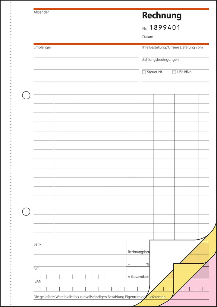 SIGEL SD132/5 Rechnungen fortlaufend nummeriert, A5, 3x50 Blatt, selbstdurchschreibend, 5er Pack 5 S