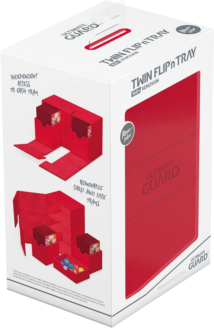 Ultimate Guard UGD011236 Twin Flip`n`Tray 160+ XenoSkin Monocolor Rot Kartenbox, Rot