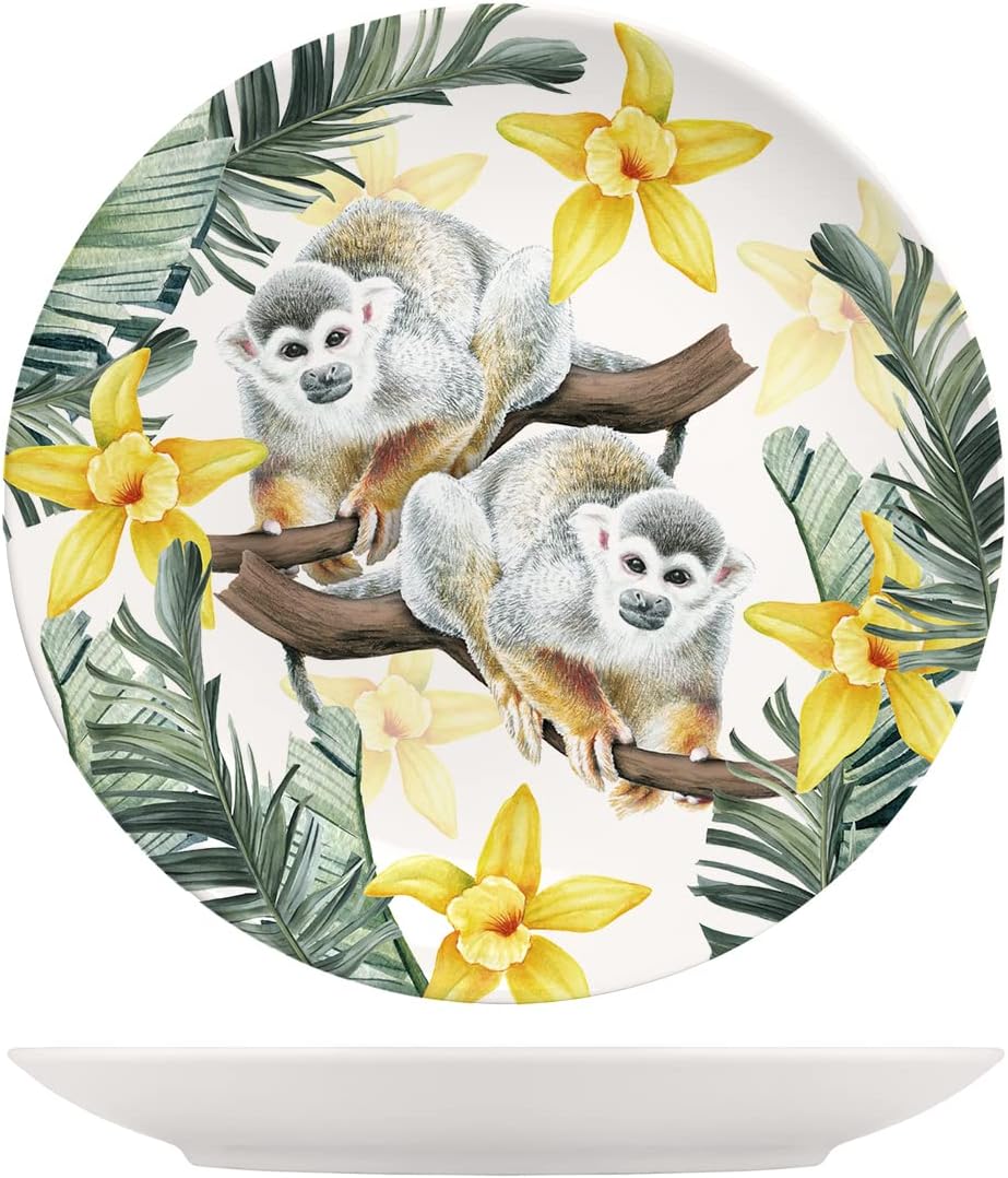 H&h set 6 piatti piani exotic in new bone china avorio decorato cm 26