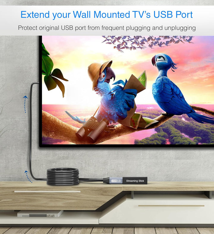 BlueRigger USB 3.0-Verlängerungskabel (90 cm, aktiv, 5 Gbit/s, In-Wall CL3-bewertet, Typ A Stecker a