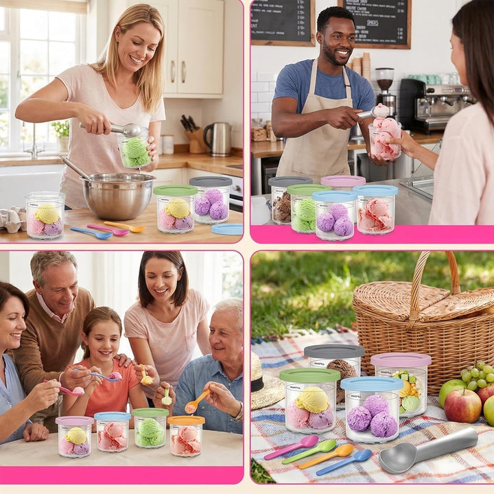 DULCE DOM Eiscremebehälter Set kompatibel mit Ninja Creami NC300 NC301 NC299AMZ CN305A CN301CO, 16 o