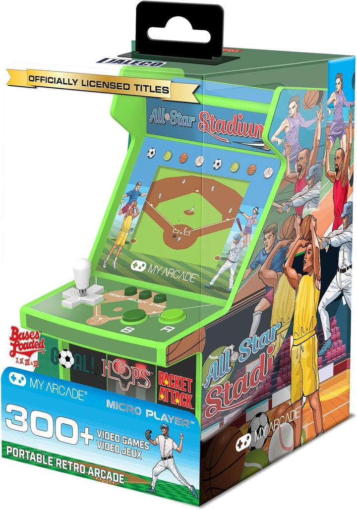 My Arcade All Star Stadion-Mikro-Player, voll tragbare Mini-Arcade-Maschine mit 307 Retro-Spielen, 7