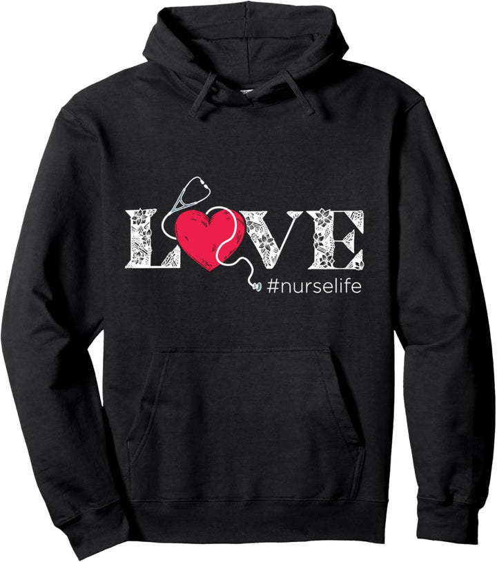 Registrierte Krankenschwester Herz Stethoskop Pflege Pullover Hoodie