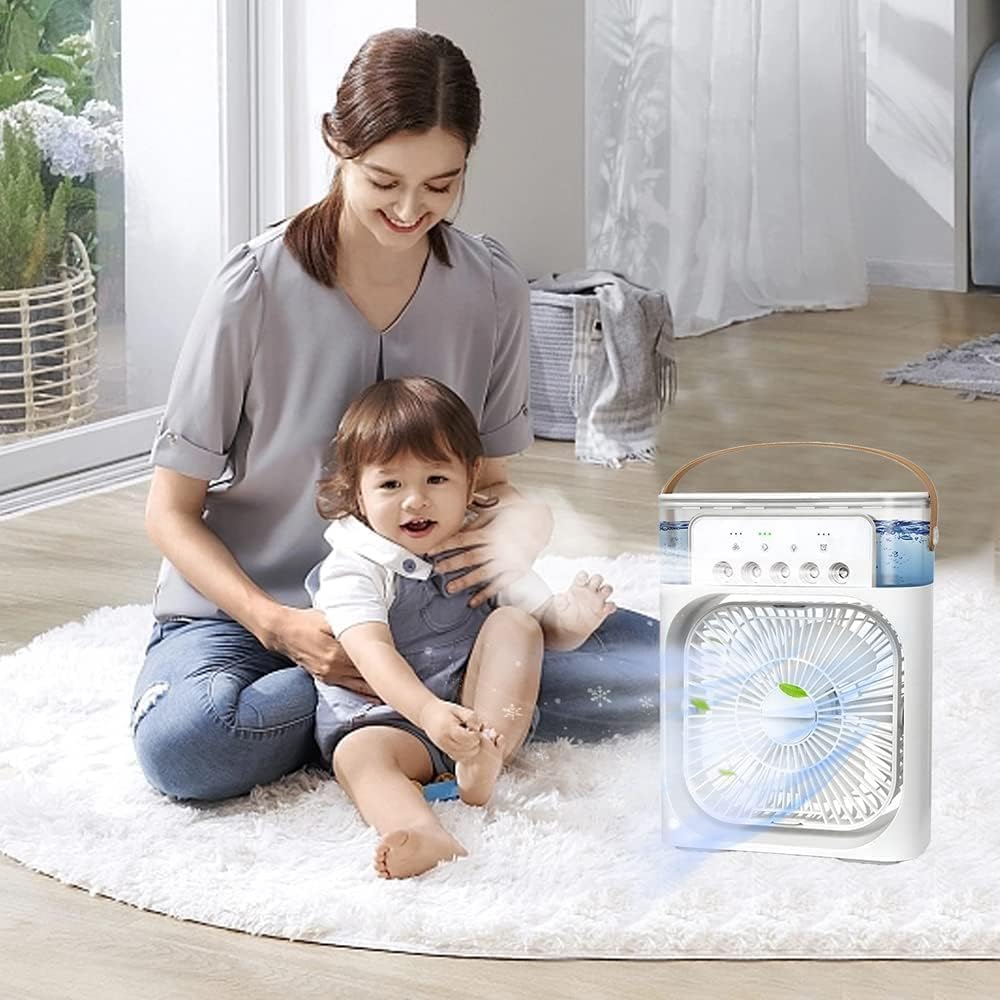 ragbare Klimaanlage Fan, 4 in 1 Personal Mini Cooling Fan mit Wassernebel Spray, 3 Geschwindigkeiten