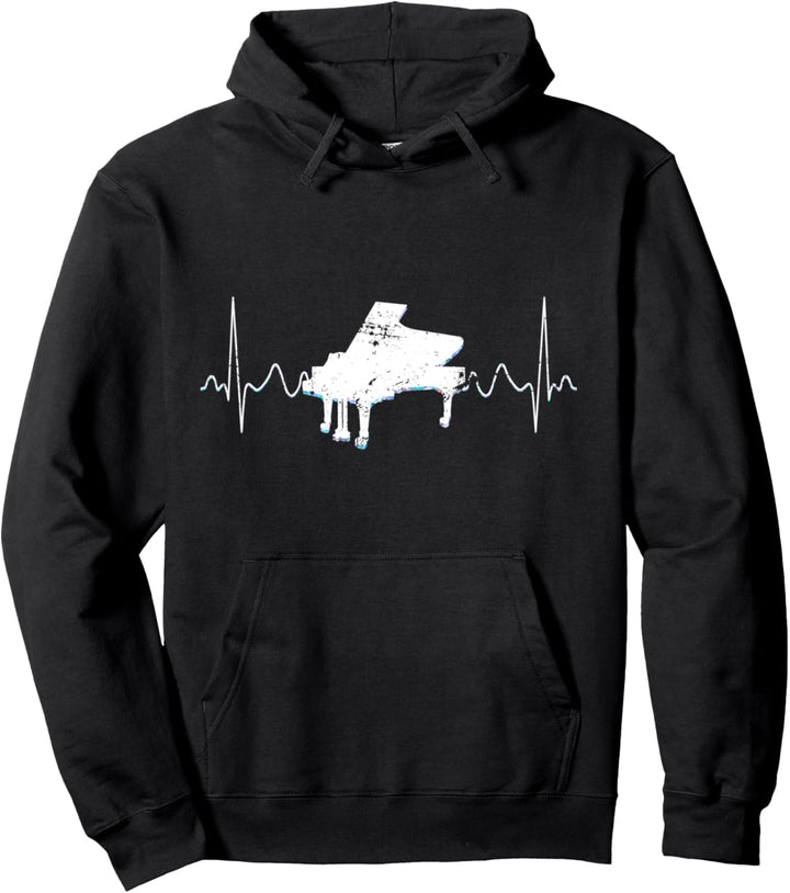 Flügel Pianist Musikinstrument Geschenk Herzschlag Klavier Pullover Hoodie