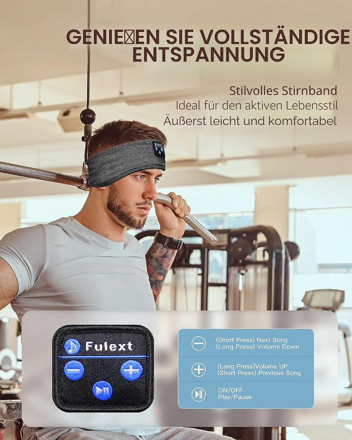 Voerou Schlafkopfhörer, Bluetooth-Kopfband, Schlafkopfhörer mit ultradünnen Lautsprechern für Seiten