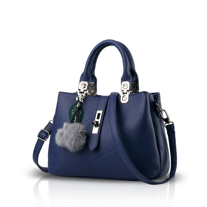 NICOLE &amp; DORIS 2024 Neue Frauen Tasche Damen Leder Handtasche Mode Umhängetasche Mit Pompon abnehmba