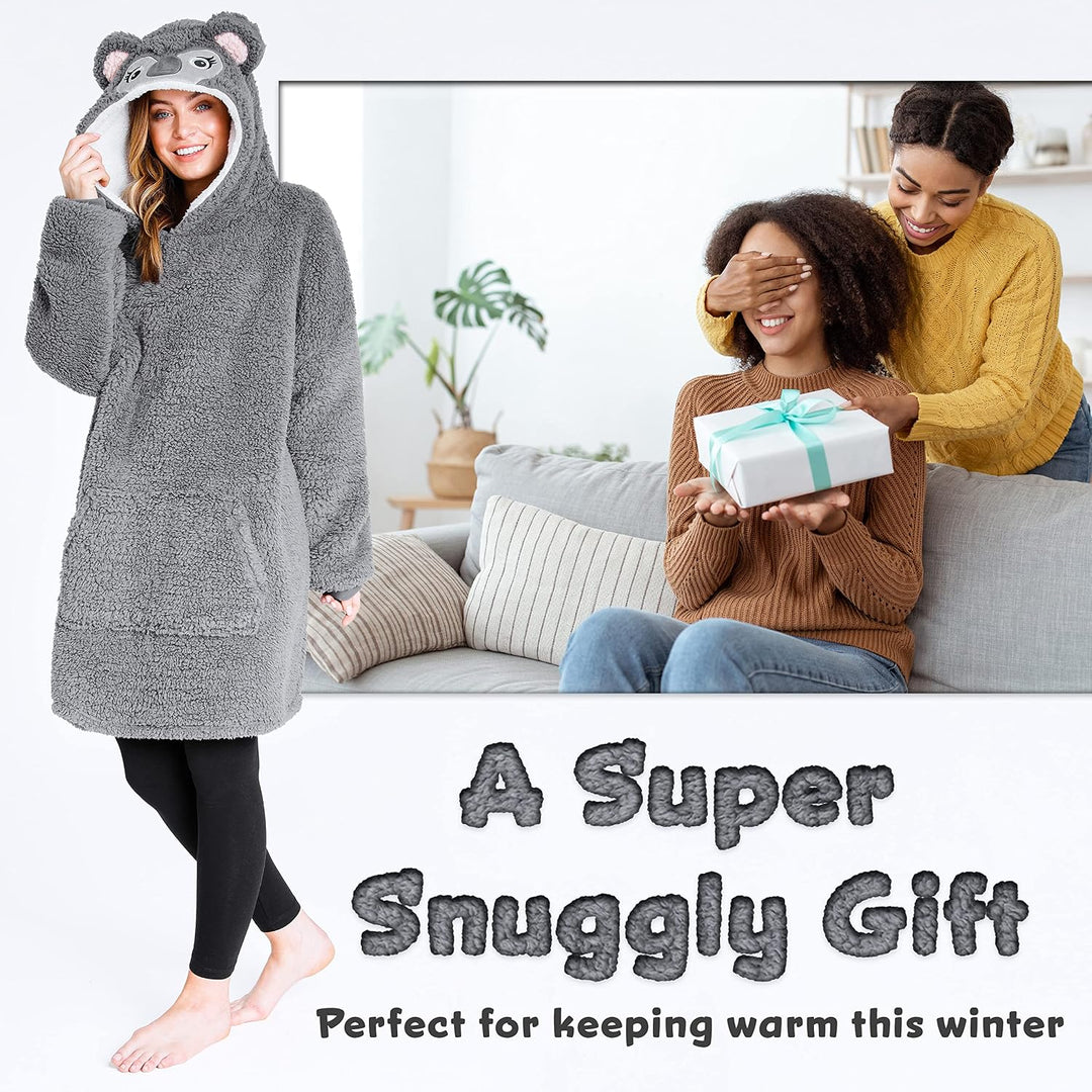 CityComfort Übergrösse Kapuzenpullover Decke mit Ärmeln Blanket Hoodie Decke Oversized Grauer Koala,
