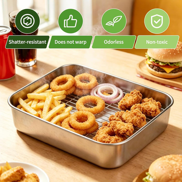 Auflaufform Airfryer Zubehör aus Edelstahl, 10 Stück Heissluftfritteusen Zubehör für Ninja Dual Zone