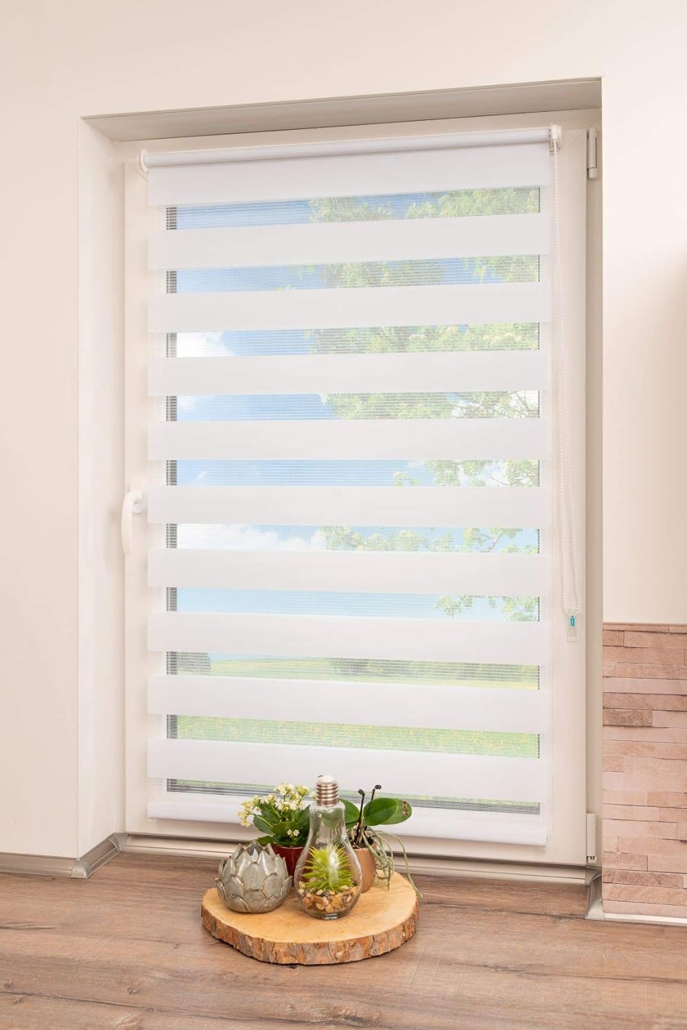 K-home Klemmfix Doppelrollo Madrid ohne Bohren Weiss 75 x 150 cm (B x L), Weiss 75 x 150 cm (B x L)