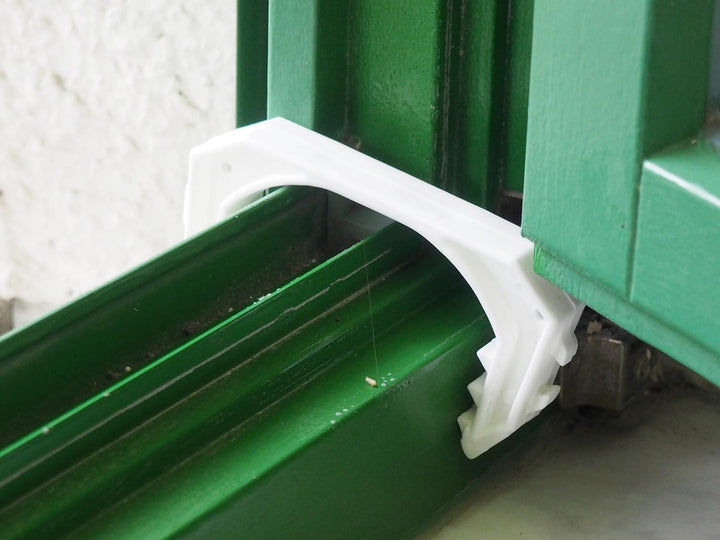12 x Fensterklammer Kunststoff weiss, Fenster-Stopp, Fenster-Keil, Zugluftsicherung