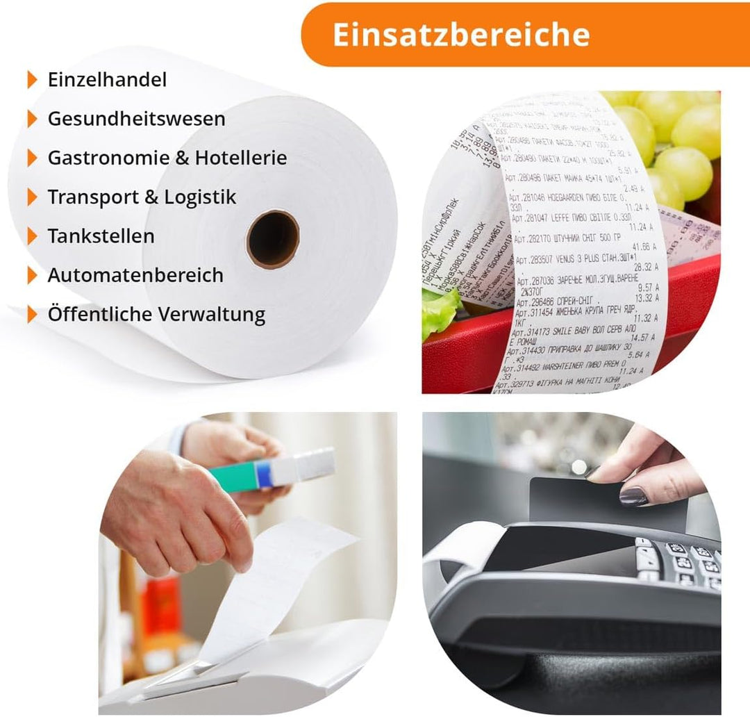 50 Stk. Thermorollen | 57x25x12 mm Ø45mm | Länge: 25 m | BPA frei | für EC Cash Geräte | Thermopapie