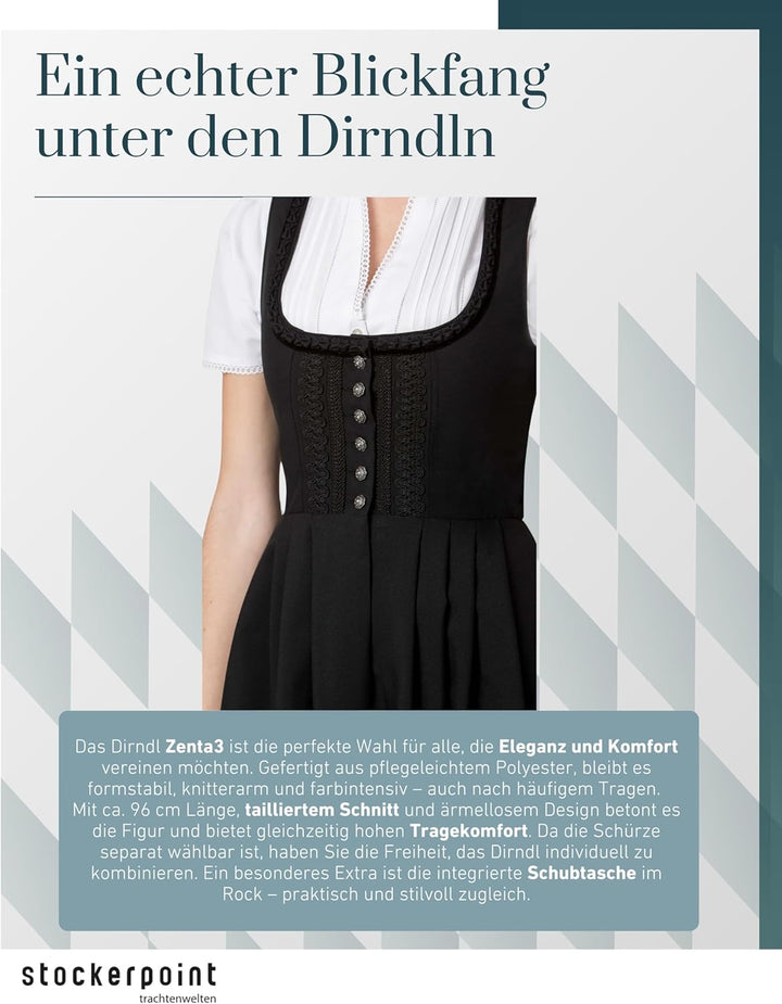 Stockerpoint Damen Dirndl Dirndl Zenta3 38 Schwarz (Schwarz), 38 Schwarz (Schwarz)