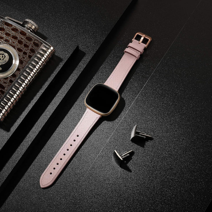 CeMiKa Leder Armband Kompatibel mit Fitbit Sense/Fitbit Versa 3 Armband, Original Lederband Ersatzba