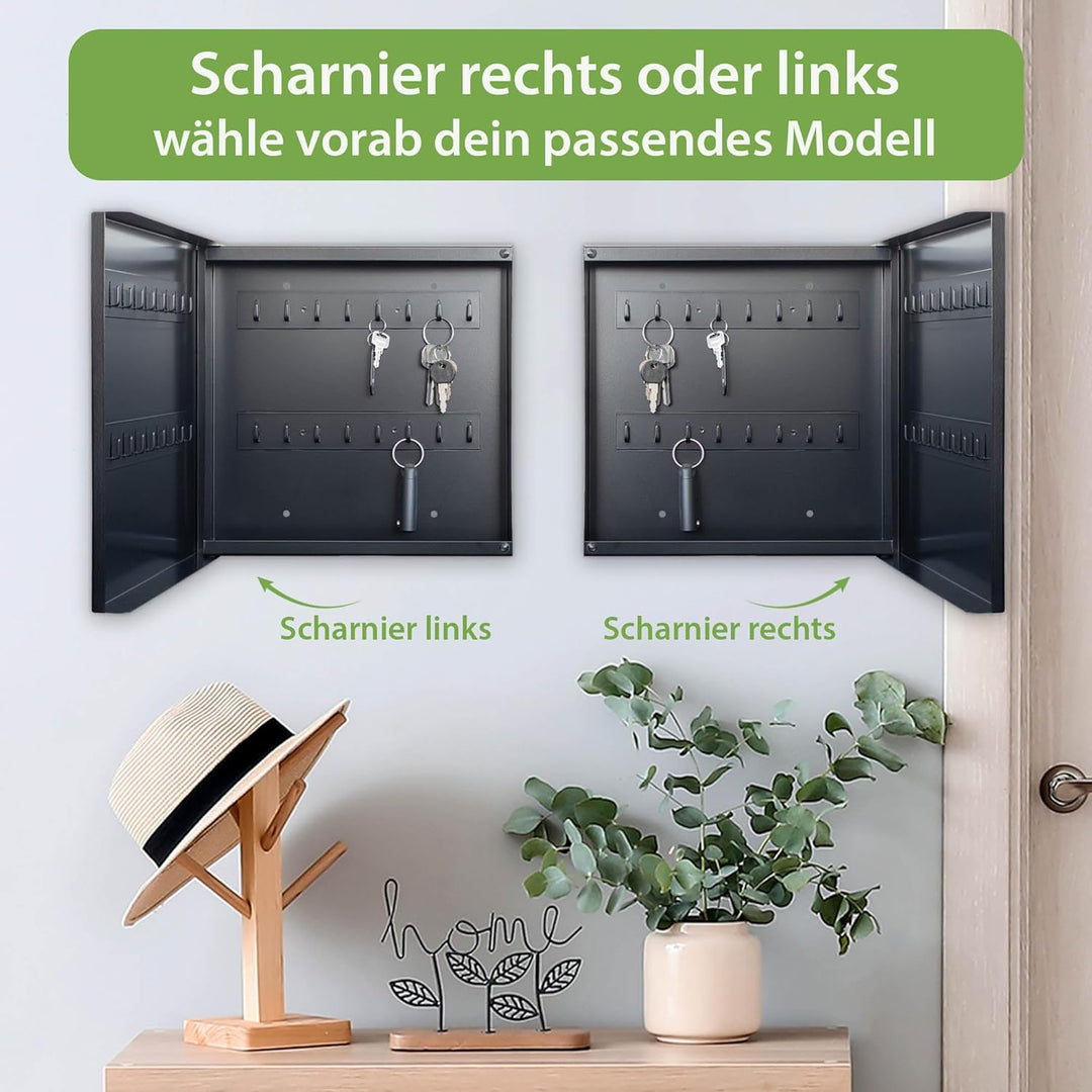 banjado Grosser Schlüsselkasten Glas - Schlüsselbox 30x30cm mit 50 Haken - Schlüsselkasten modern fü