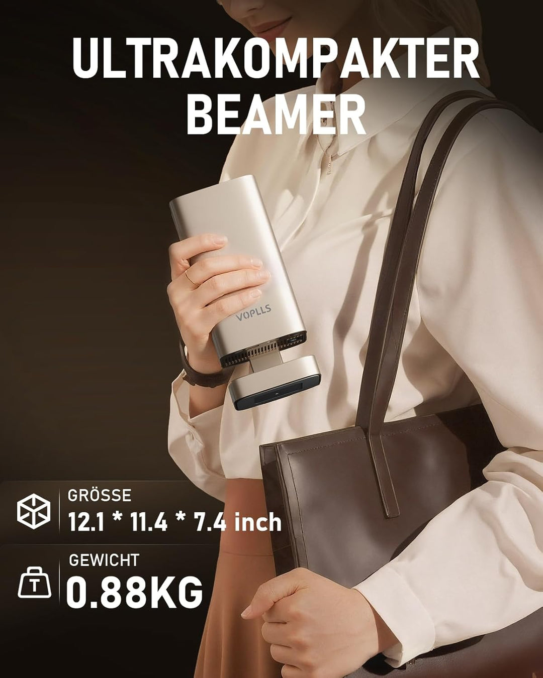 Smart Mini Beamer 4k [Kompatibel mit Netflix & Dolby Audio] VOPLLS TOF Autofokus/Trapezkorrektur 280