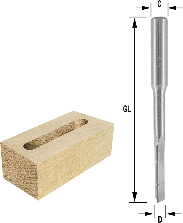 ENT 25453 Langlochfräsbohrer WS, Schaft (S) 13 mm, Ø 8 mm, Nutzlänge (NL) 60 mm, GL 115 mm, rechtsdr