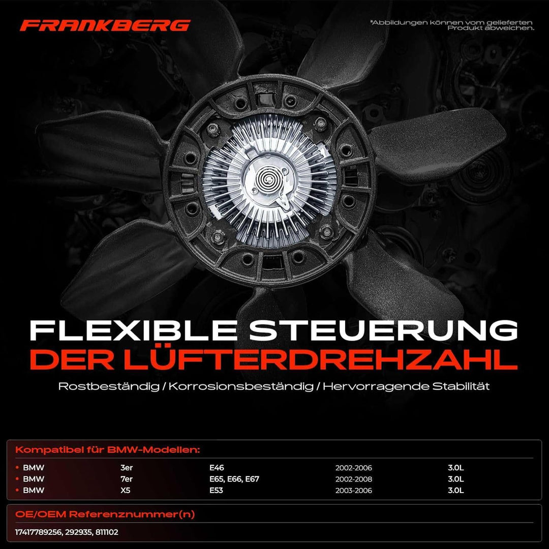 Frankberg Lüfterkupplung Kühlerlüfter Kompatibel mit 3er E46 330d 330xd 3.0L 2002-2005 3er Touring E