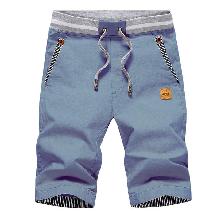 JustSun Kurze Hosen Herren Shorts Sommer Shorts Chino Baumwolle mit Tunnelzug Denim Blau 3XL 3XL Den