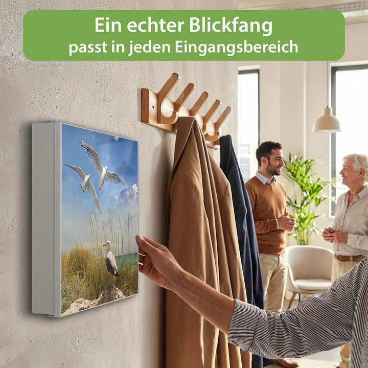 banjado Grosser Schlüsselkasten Glas - Schlüsselbox 30x30cm mit 50 Haken - Schlüsselkasten modern fü