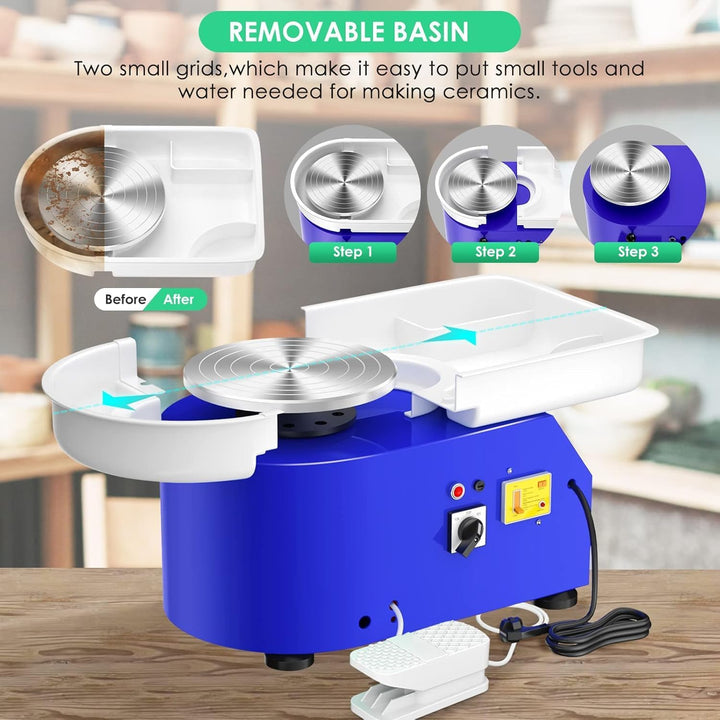 Kotsy Töpferscheibe Maschine 350W,Elektrische Töpferscheibe 25CM Plattenteller,Keramik Clay Maschine