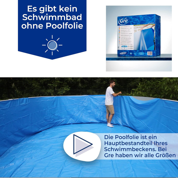 Gre SP458F - Poolfolie für runde Pools, 460 x 132 cm (Durchmesser x Höhe), Overlap System, Farbe Bla