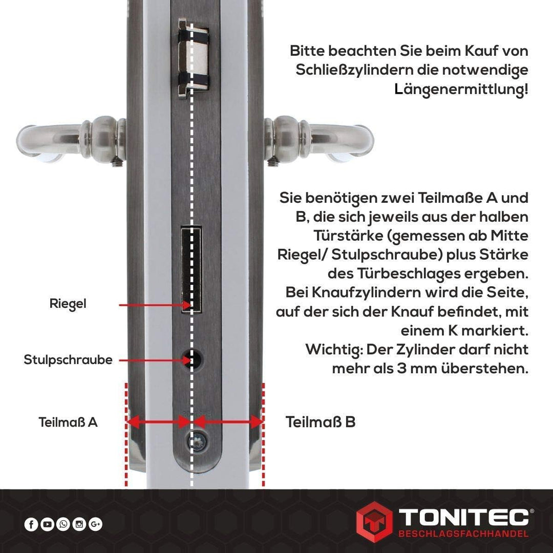 ABUS EC550 Profil-Knaufzylinder Länge Z50/K40mm mit 6 Schlüssel