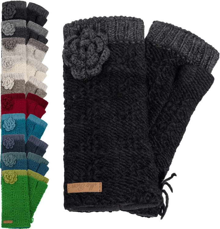 McRon Damen Gestrickte Pulswärmer Modell Lana Blau, Blau