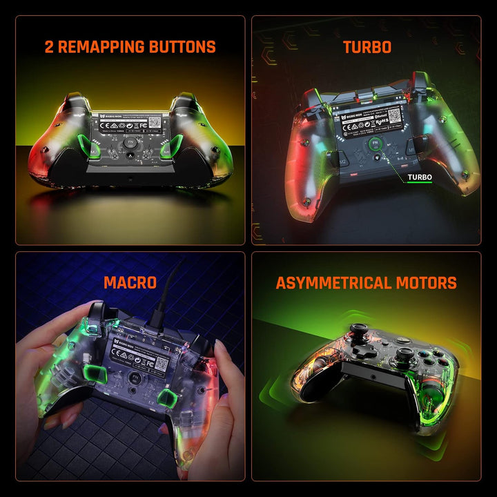 Black Shark Wired Controller, BIGBIG WON Rainbow Lite PC Controllers for Gaming RGB Light, Custom Bu
