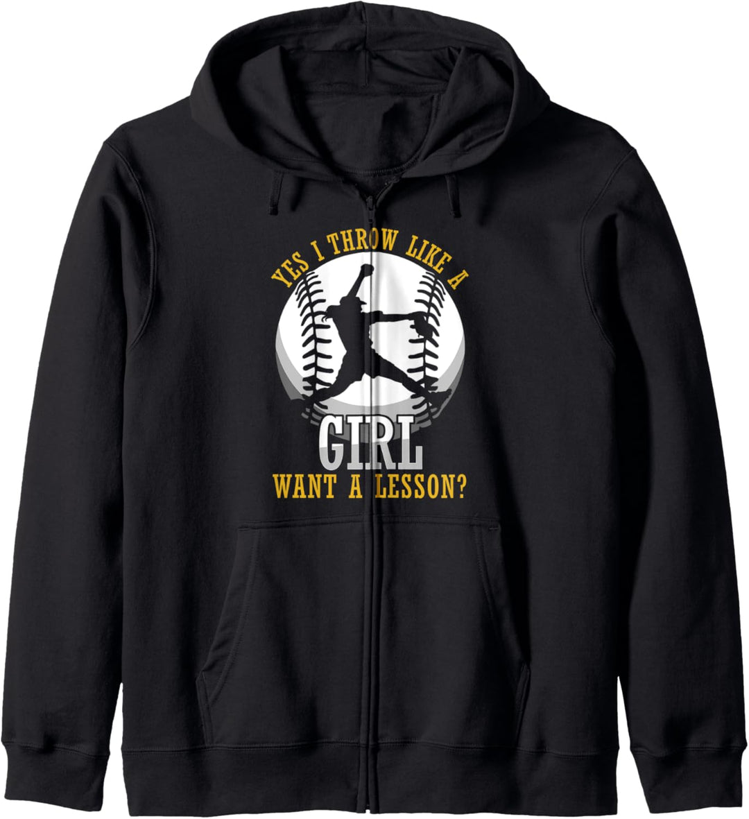Softball Baseball Werfe Wie Ein Mädchen Unterricht Geschenk Kapuzenjacke