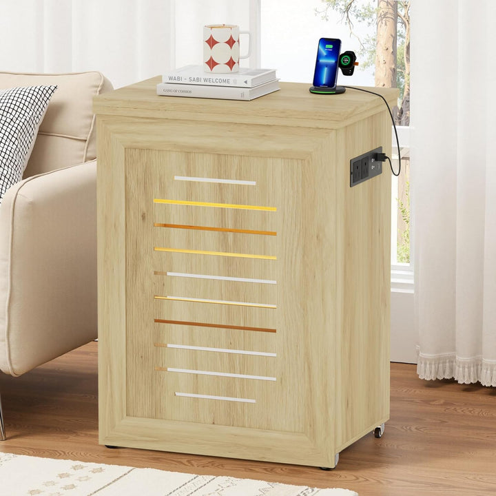 Gurexl 2 in 1 Nähtisch klappbar mit Ladestation und Led Beleuchtung,Nähmaschinentisch mit Ablagefach
