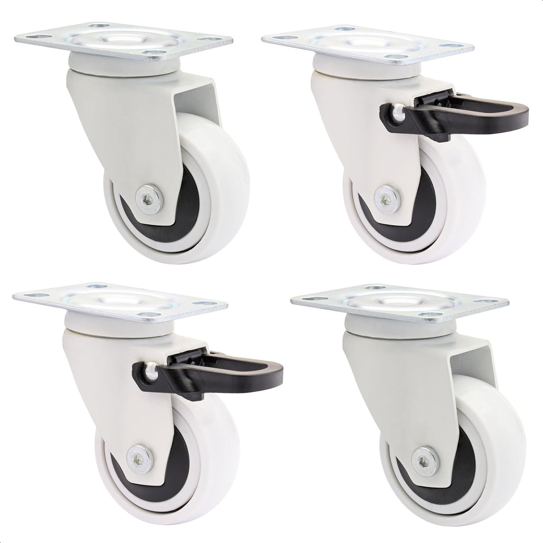 WAGNER Design - 3C - Lenkrollen / Apparaterollen / Möbelrollen 4tlg. Set - weiss, Softlauffläche, Du