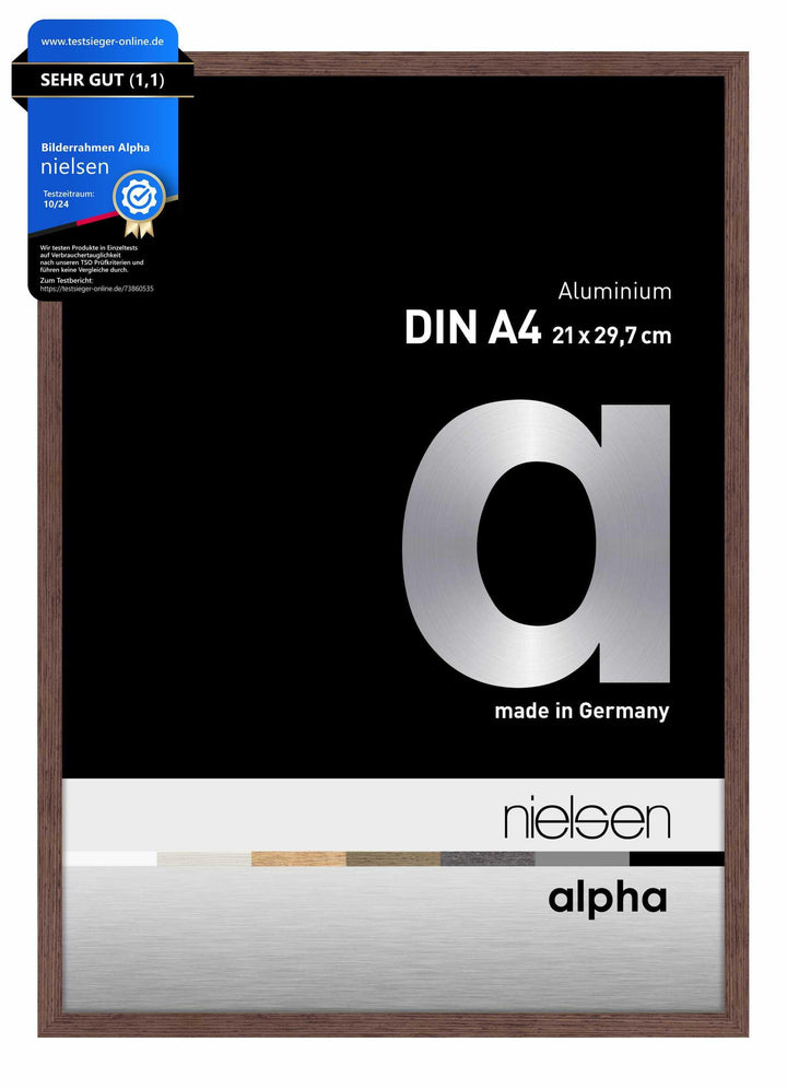 nielsen Aluminium Bilderrahmen Alpha, 21x29,7 cm (A4), Wengé Hell Wengé Hell 21 x 29,7 cm (A4), Weng